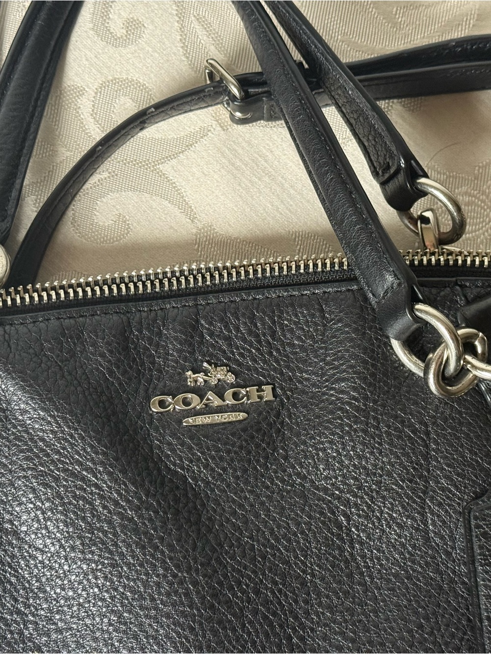 Coach Kelsey F36675 Black Pebbled Leather Satchel Crossbody Bag - Picture 11 of 16